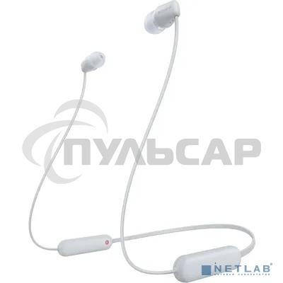 Гарнитура вкладыши Sony WI-C100 белый беспроводные bluetooth шейный обод