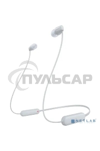 Гарнитура вкладыши Sony WI-C100 белый беспроводные bluetooth шейный обод