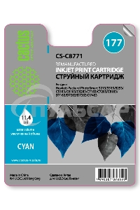 Картридж струйный Cactus CS-C8771 голубой для №177 HP PhotoSmart 3213/3313/8253/C5183/C6183 (11,4ml)
