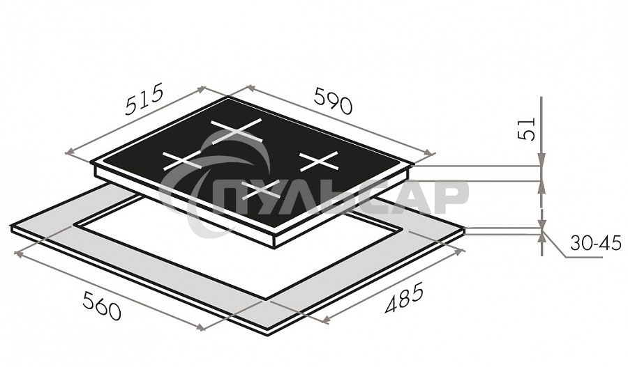 Газовая варочная панель Maunfeld EGHG.64.2CBG\G