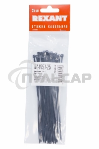 Хомут-стяжкa нeйлонoвая Rexant 150x2,5 мм, черная, упаковка 25 шт.