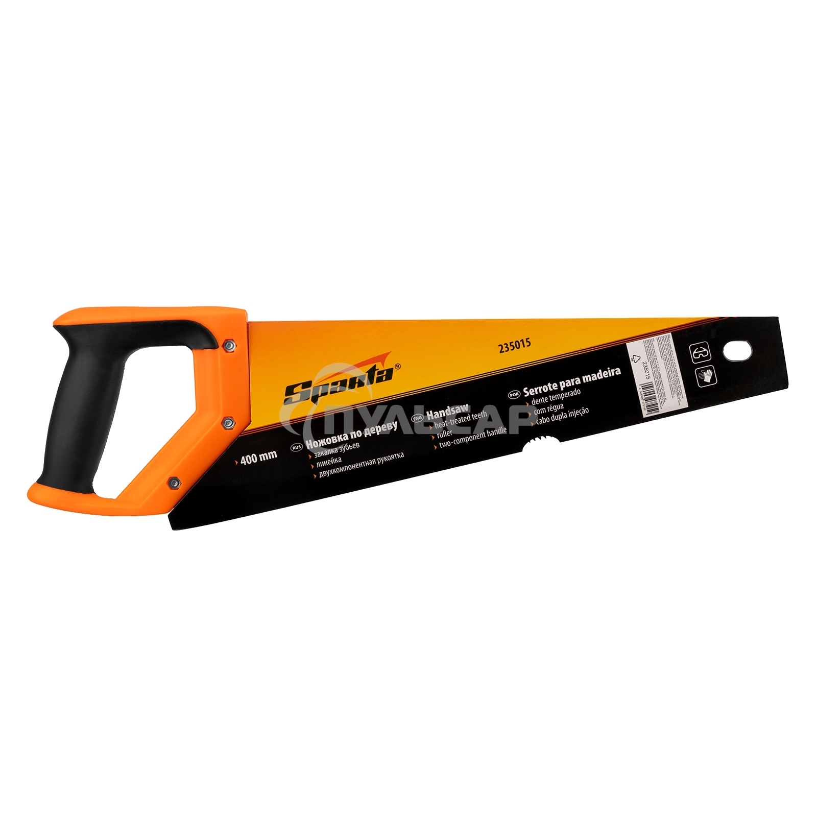 Ножовка по дереву Sparta 400 мм, 7-8 TPI, зуб-2D, каленый зуб, линейка, двухкомпонентная рукоятка