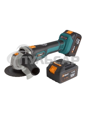 Машина шлифовальная угловая аккумуляторная Bort BWS-18Li-125 Диам. диска 125 мм; Аккумулятор 4 А.ч; Скорость холостого хода 4 000 - 9 000 об/мин;