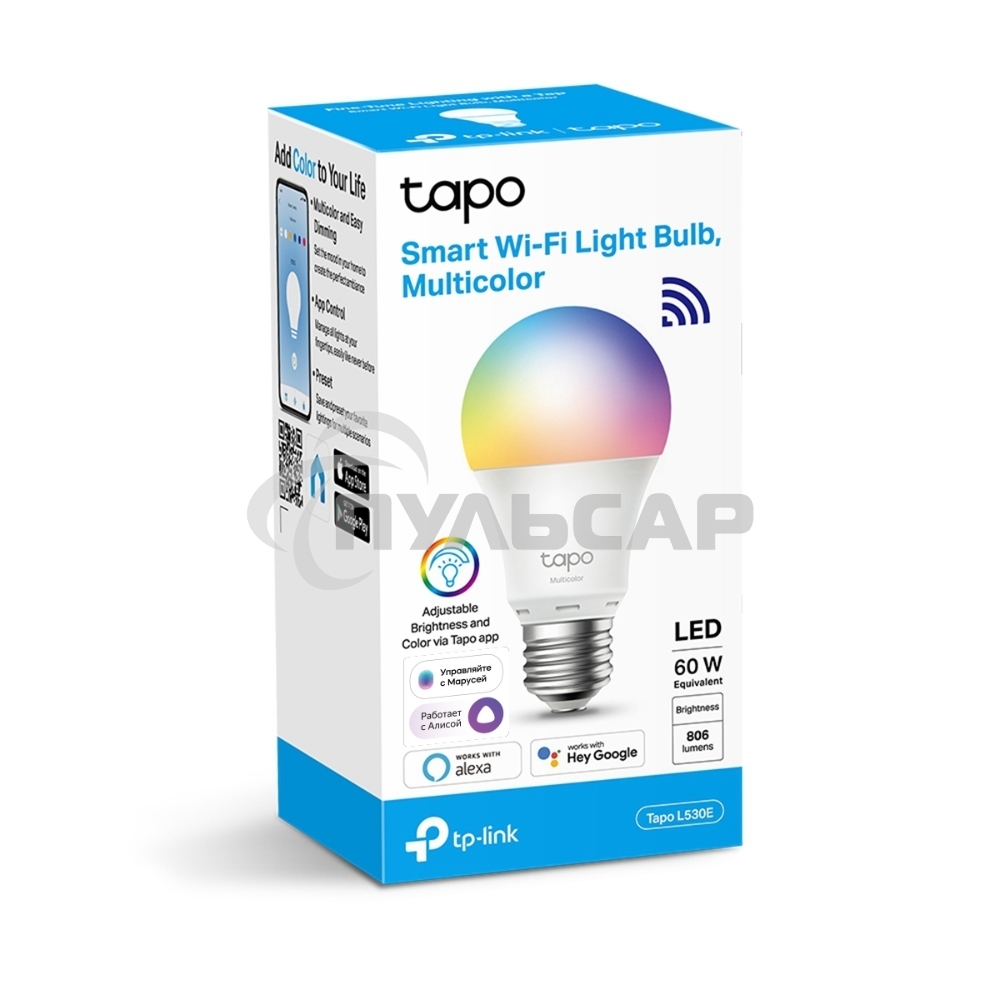 Умная Wi-Fi лампа/ Smart Wi-Fi Light Bulb, Multicolor, 2-Pack