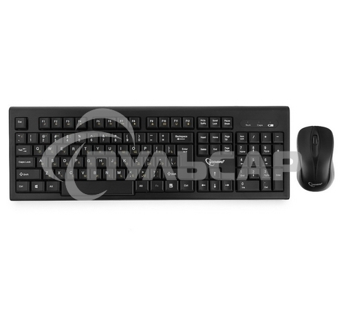 Комплект клавиатура+мышь беспроводные Gembird KBS-8002, 2.4ГГц, черный, 104 клавиши+2 кнопки+колесо кнопка, 1000DPI, батарейки в комплекте
