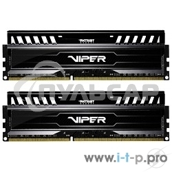 Оперативная память Patriot Viper 3, DDR3, 8Gb (2x4 Gb), 1600 MHz, CL9, DIMM, радиатор, черный