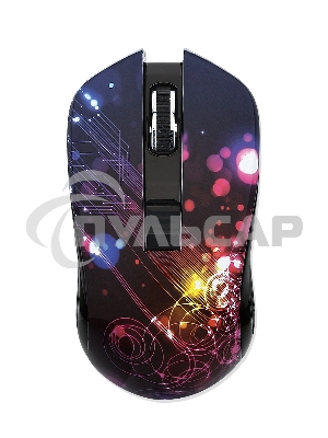 Мышь беспроводная Qumo Fractal M25 черный, 1600 dpi, радиоканал, USB, кнопки - 4