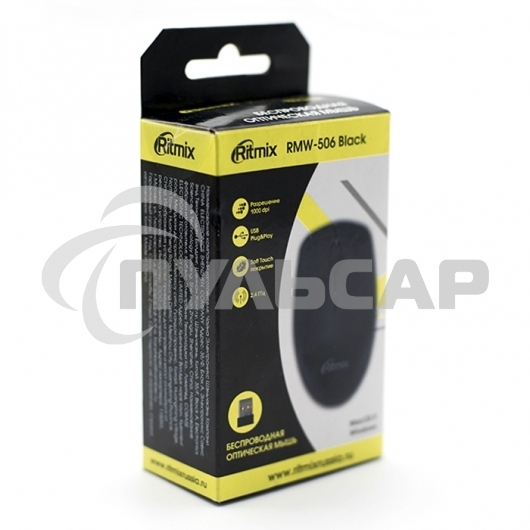 Мышь беспроводная Ritmix RMW-506 черный, 1000 dpi, радиоканал, USB, кнопки - 3