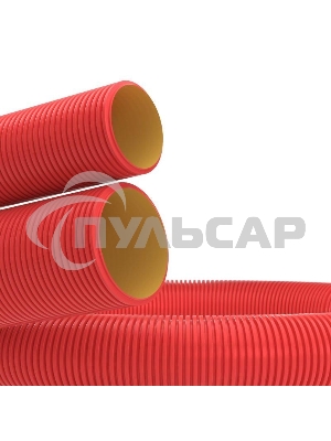 Труба гофро двустен. ПНД d110 с протяж. красн. (уп.50м) ДКС 121911