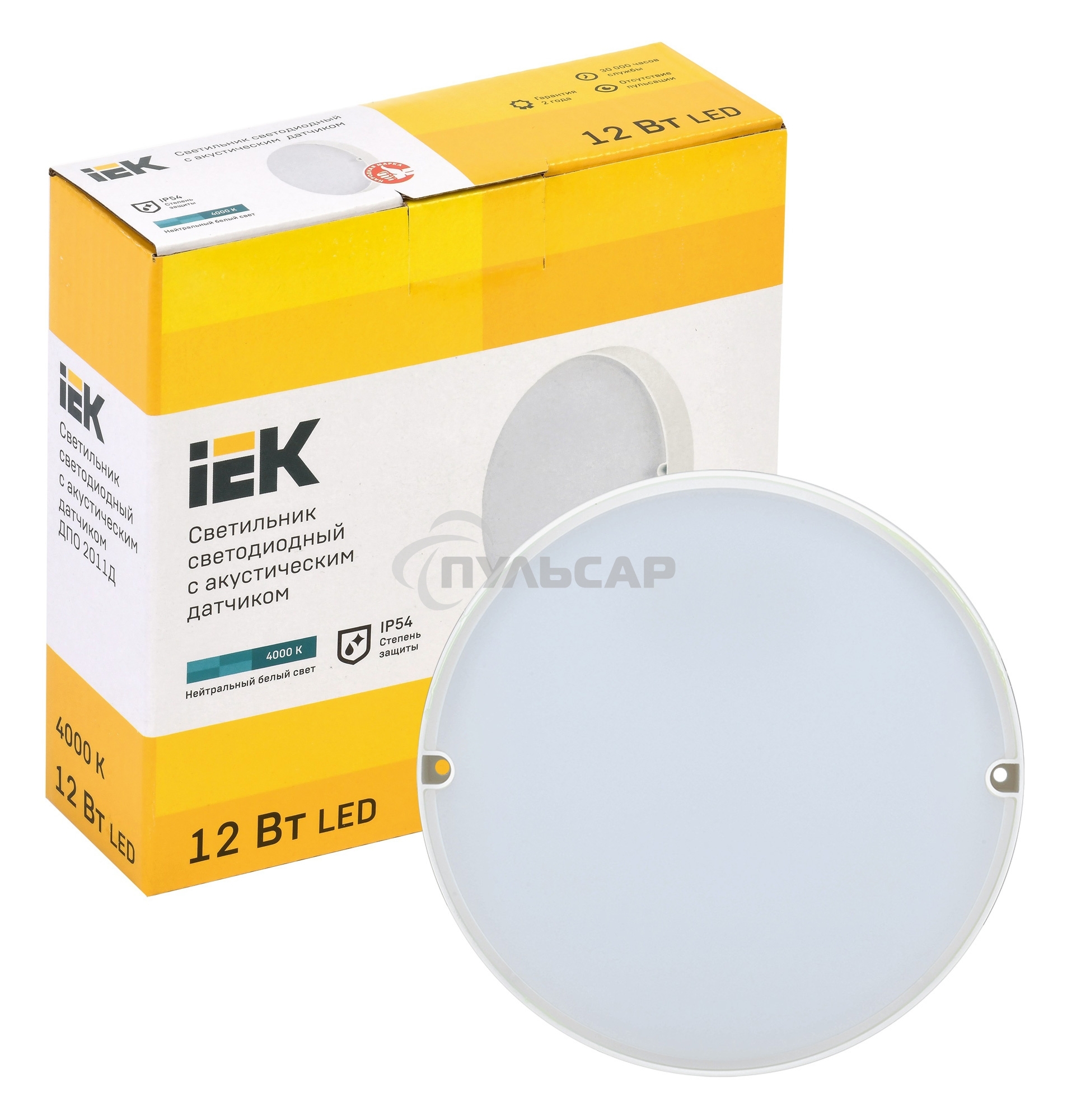 Светильник IEK LED ДПО 2011Д 12Вт IP54 4000К круг белый с АД
