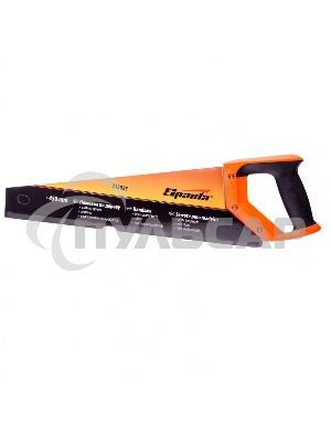 Ножовка по дереву Sparta 450 мм, 7-8 TPI, зуб-2D, каленый зуб, линейка, двухкомпонентная рукоятка