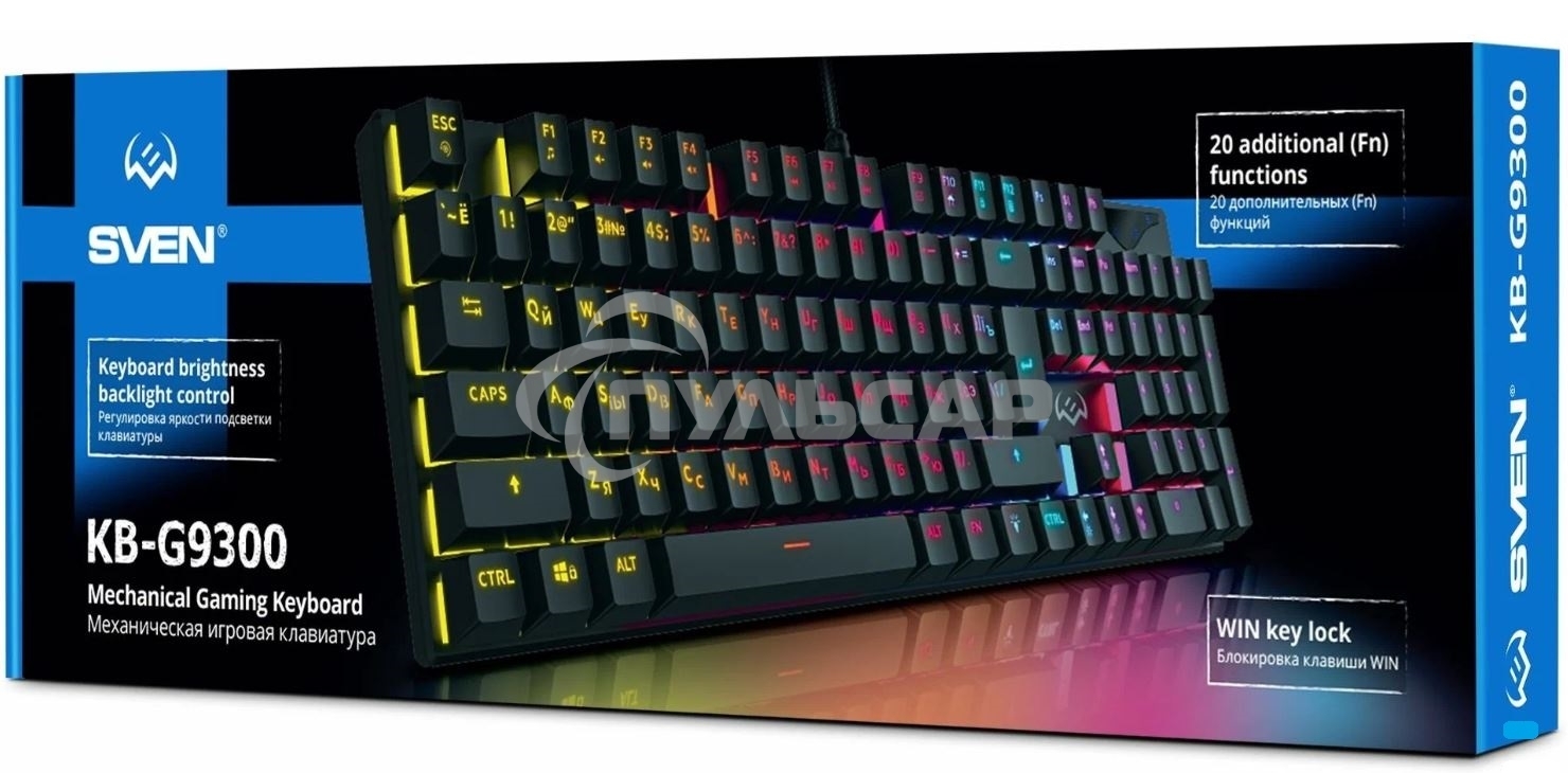 Клавиатура проводная игровая Sven KB-G9300 черная (Outemu Blue switches,104кл., подсветка)