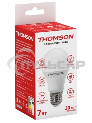 Лампа светодиодная Hiper THOMSON LED A60 7W 660Lm E27 4000K TH-B2002