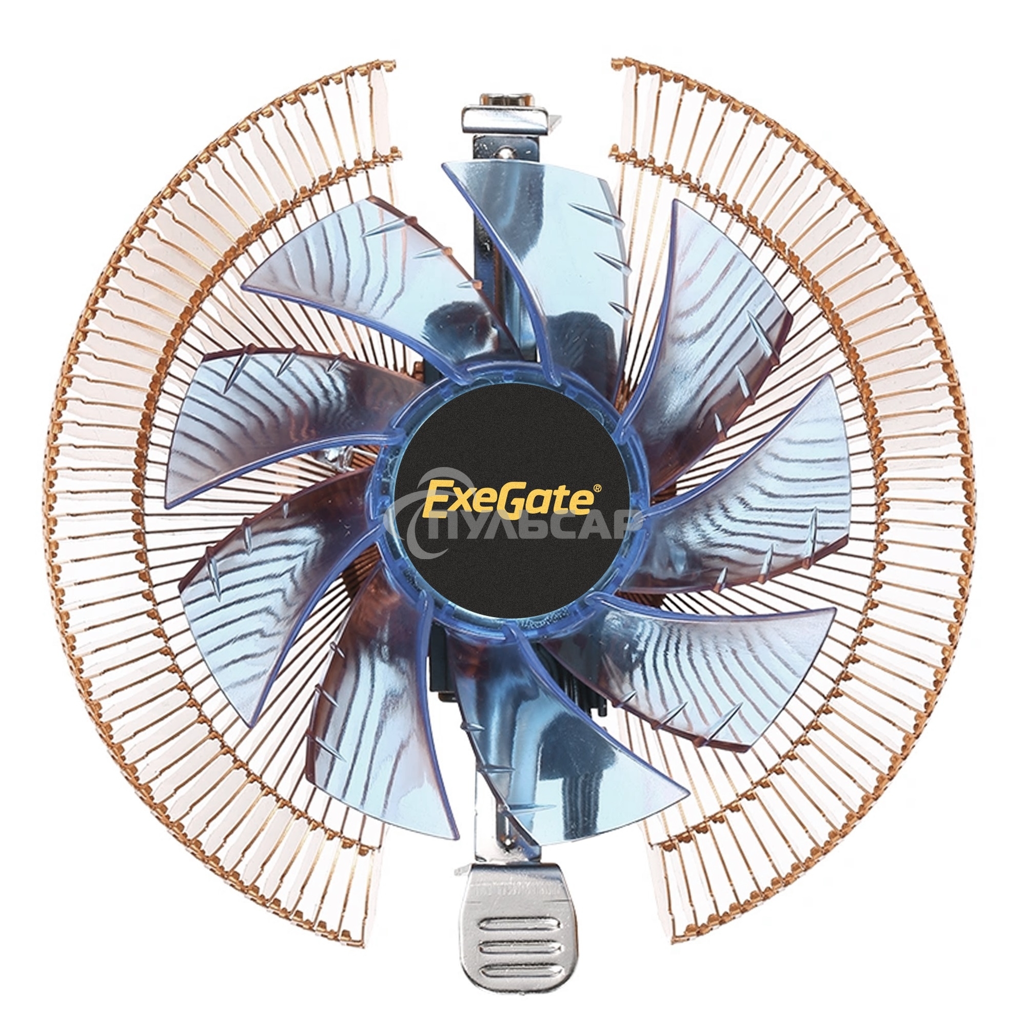 Кулер для процессора ExeGate Wizard EE91-PWM.Cu.BLUE бронзовый, 90 мм, алюминий/медь, 2400 об/мин, 24 дБ, 4 pin, 80 Вт, 58 мм