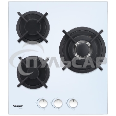Газовая варочная панель Weissgauff HGG 451 WGh, закаленное стекло, электроподжиг, газ-контроль, чугунные решетки, подставка WOK, белая