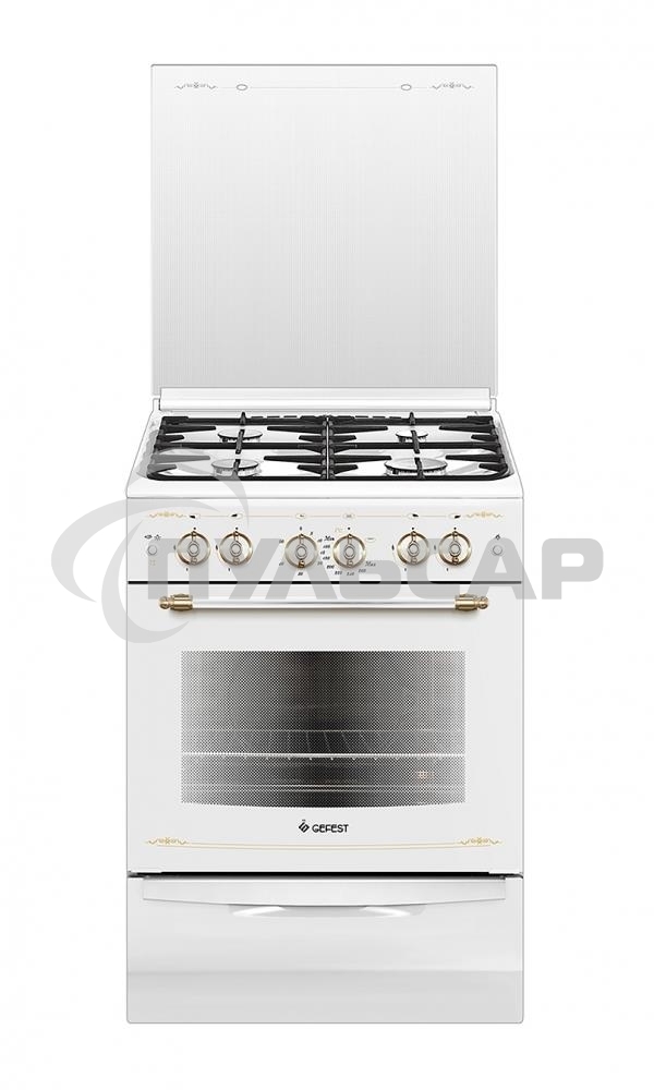 Плита газовая Gefest ПГ 6100-02 0181 белый, конфорок 4 шт, духовка 52 л, 60 см x 85 см x 60 см