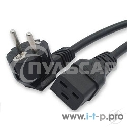 Кабель питания Hyperline PWC-IEC19-SHM-1.8-BK (Shucko+C19) (3x1.5), 1.8м