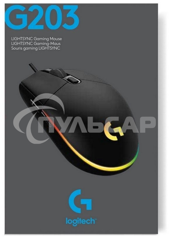 Мышь проводная Logitech G102 LIGHTSYNC черный, 8000 dpi, USB, кнопки - 6