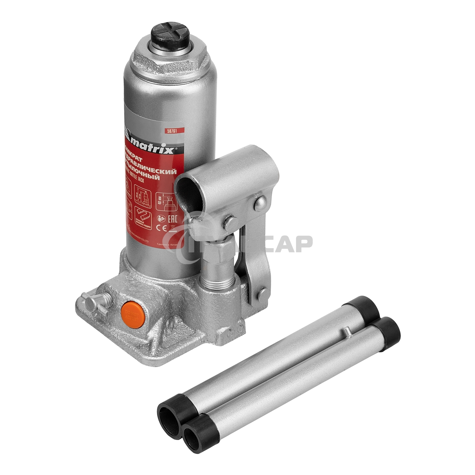 Домкрат гидравлический бутылочный Matrix, 2 т, h подъема 181–345 мм