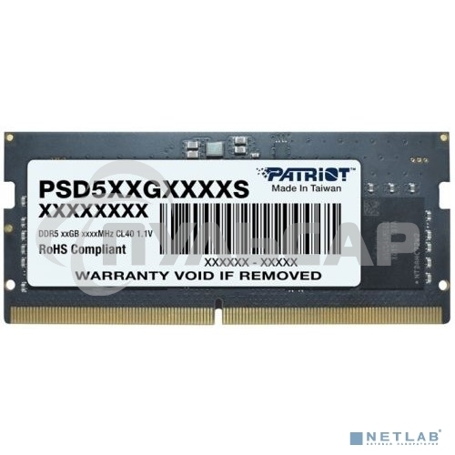 Оперативная память Patriot Signature, DDR5, 8Gb (1x8 Gb), 5600 MHz, CL46, SO-DIMM