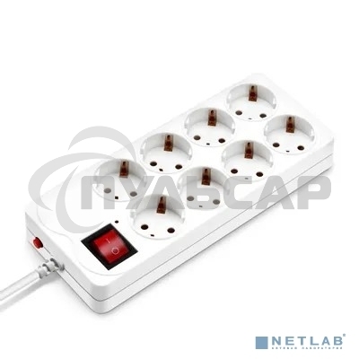Сетевой фильтр Buro 800SH-1.8-W 1.8м (8 розеток) белый (коробка)