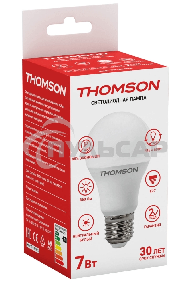 Лампа светодиодная Hiper THOMSON LED A60 7W 660Lm E27 4000K TH-B2002