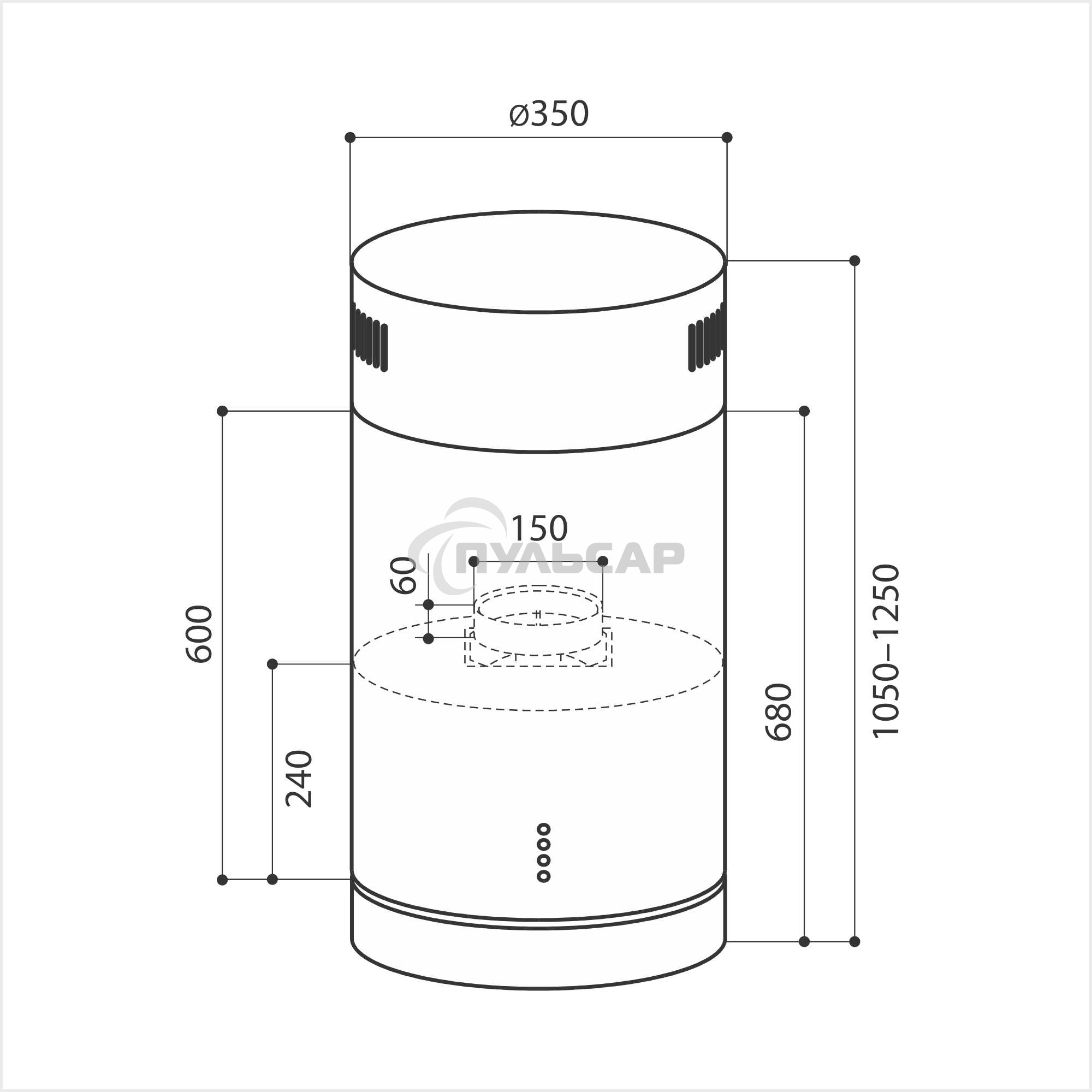 Вытяжка каминная LEX TUBO ISOLA 350 нержавеющая сталь управление: кнопочное (1 мотор)