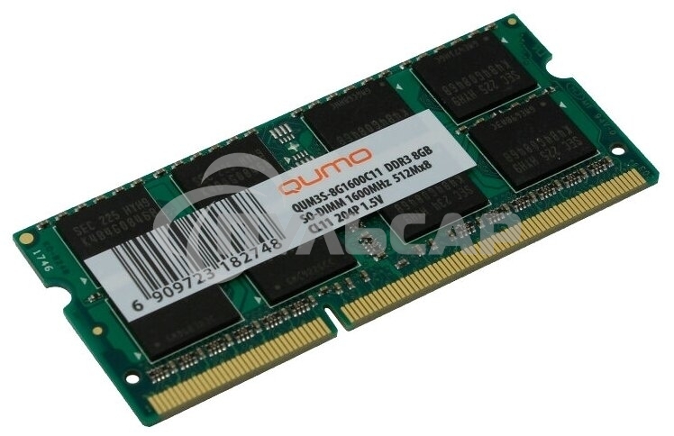 Оперативная память QUMO, DDR3, 8Gb (1x8Gb), 1600MHz, CL11, SO-DIMM