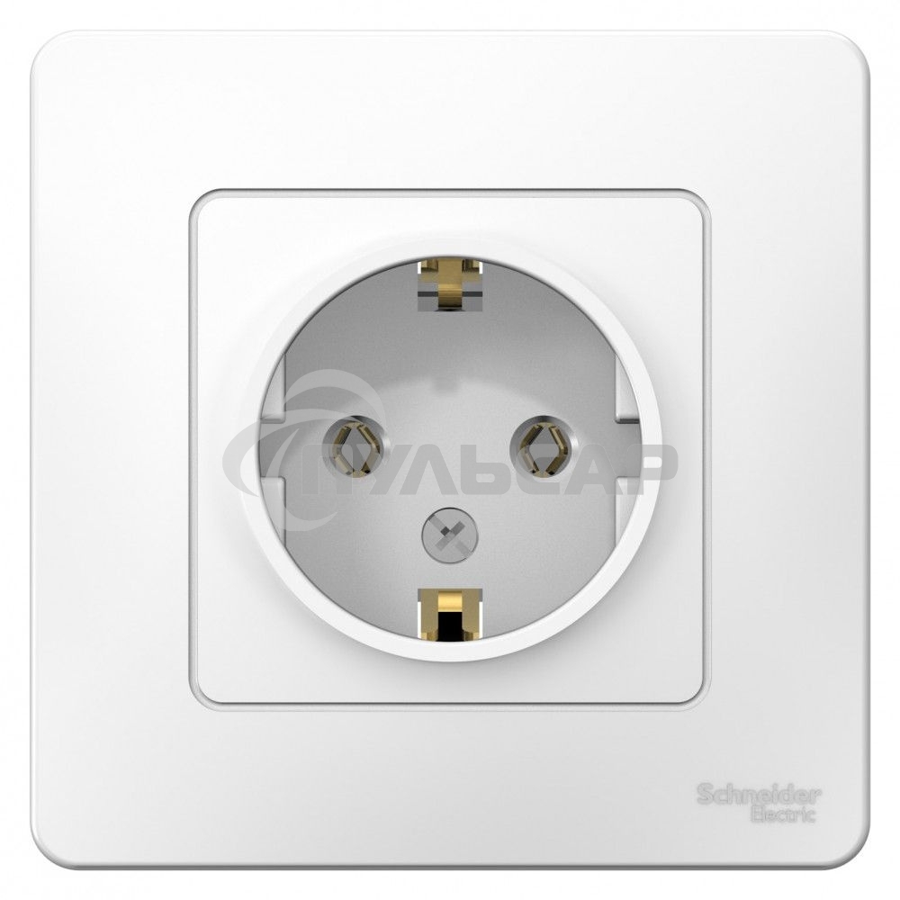 Розетка СП BLANCA 16А 250В без шторок с заземл. бел. SchE BLNRS001011