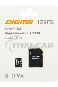 Флеш карта microSDXC 128Gb Class10 Digma CARD30 + adapter