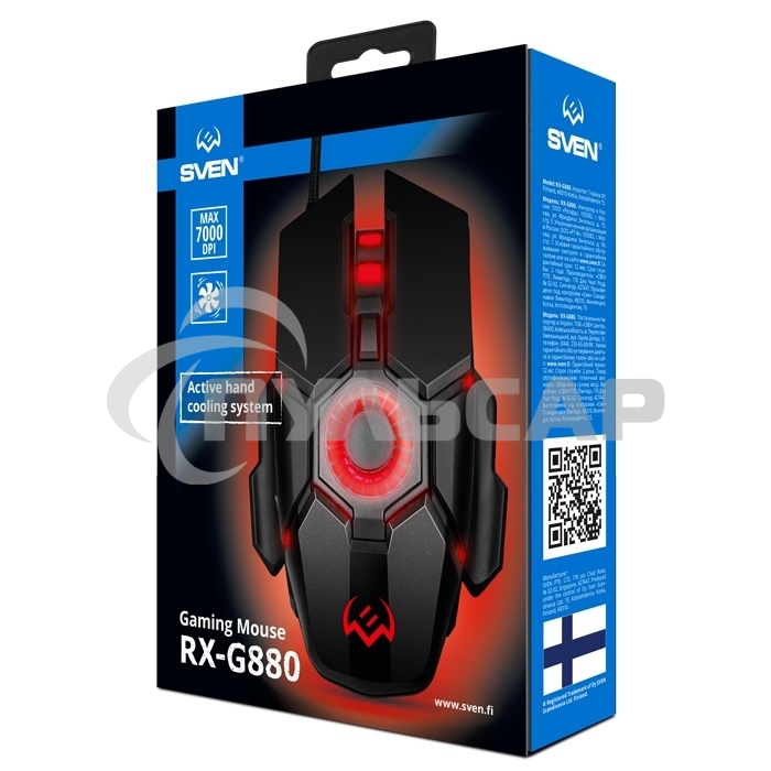 Мышь проводная SVEN RX-G880 черный, 7000 dpi, USB, кнопки - 7