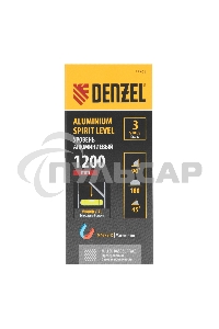 Уровень алюминиевый, магнит., фрезерованный, 3 глазка (1 зеркал.), 0,5 мм/м, 1200 мм Denzel