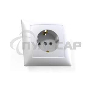 Розетка 1-м СП Селена РС16-370 с заземл. белый Кунцево 8111