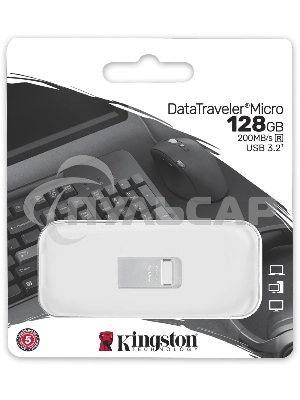 Флешка USB Kingston 128 Gb DataTraveler Micro DTMC3G2/128 Gb USB 3.0 серебристый