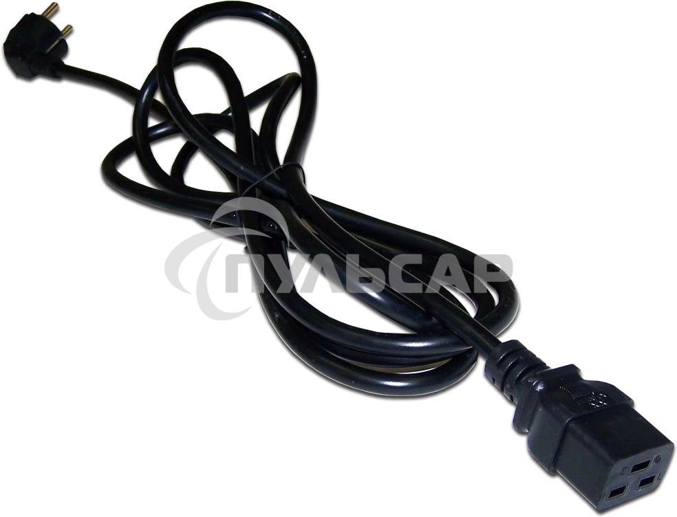 Шнур питания Lanmaster C19-Schuko угловая, 3х1.5, 220В, 16А, черный, 2 метра