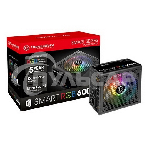Блок питания Thermaltake Smart RGb (PS-SPR-0600NHSAWE-1), 600Вт, 80 PLUS, 120мм, черный