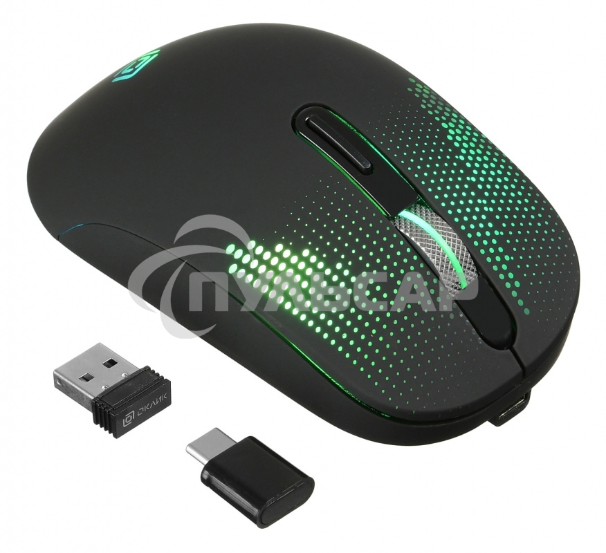 Мышь беспроводная Oklick 636LWC черный, 2400 dpi, радиоканал, USB/USB-C, кнопки - 6
