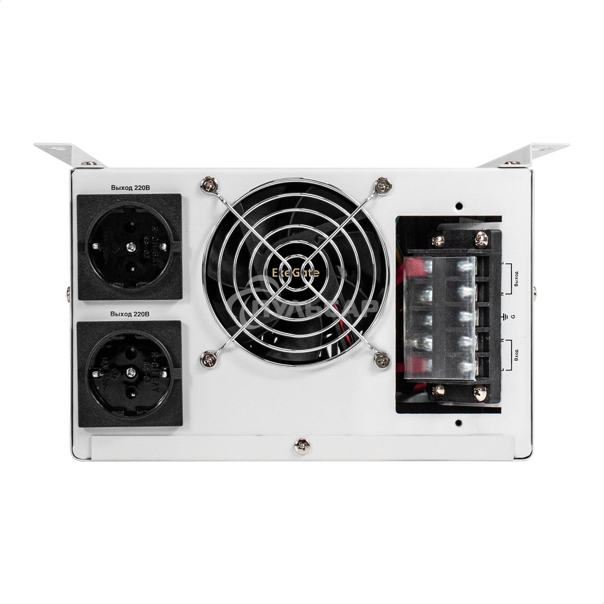 Стабилизатор напряжения настенный ExeGate Master Turbo XV-5000 (5000ВА, вход 80-265В, цветной дисплей, выход 220В±8%, КПД 98%, 5 уровней защиты, задержка, усиленный метал.корпус, клем.колодка+2*Schuko, RTL)