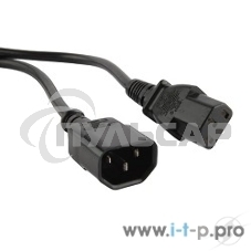 Кабель Hyperline PWC-IEC13-IEC14-1.0-BK Кабель питания монитор-компьютер IEC 320 C13 - IEC 320 C14 (3x0.75), 1 м