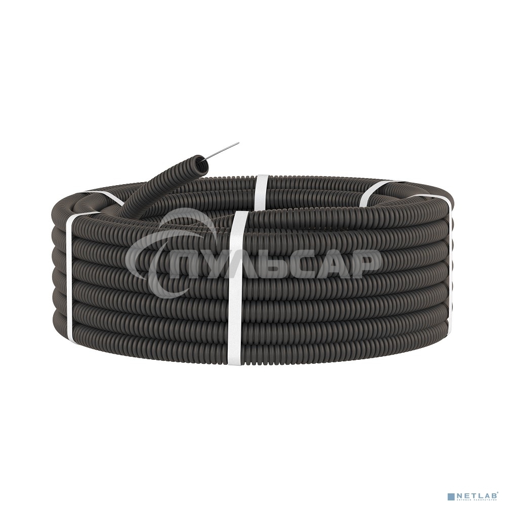 Труба гофрированная ПНД d16мм с протяж. черный (уп.100м) ДКС 71716