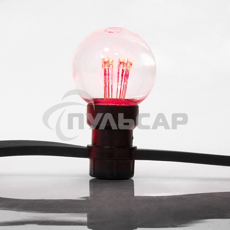 Гирлянда Neon-night LED Galaxy Bulb String 10м, черный каучук, 30 ламп*6 LED красный, влагостойкая IP65