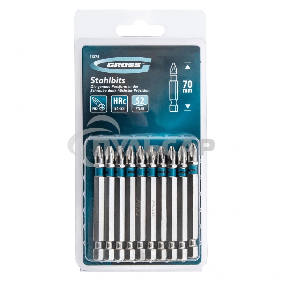 Набор бит GROSS РН2x70, сталь S2, 10шт GROSS 11378
