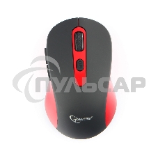 Мышь беспроводная Gembird MUSW-221-R черный/красный, 1600 dpi, радиоканал, USB, кнопки - 6