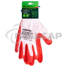 Перчатки трикотажные полиэфирные, латексное рельефное покрытие, Россия Сибртех