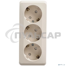 Розетка 3-м ОП Этюд 16А 250В защ. шторки с заземл. крем. SchE PA16-012K
