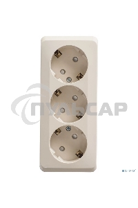 Розетка 3-м ОП Этюд 16А 250В защ. шторки с заземл. крем. SchE PA16-012K