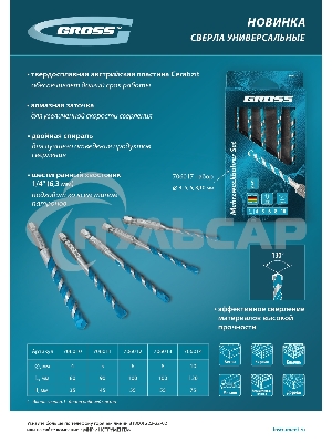 Сверло универсальное, Multipurpose PRO, 6-гр. хвостовик, 10мм Gross