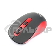 Мышь беспроводная Gembird MUSW-221-R черный/красный, 1600 dpi, радиоканал, USB, кнопки - 6