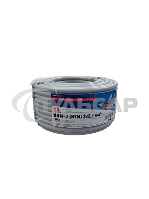 Кабель силовой медный NUM-J 3x2,5 мм², длина 50 метров, ГОСТ 31996-2012, ТУ 3520-015-38229892-2015 Rexant
