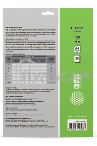 Пленка для ламинирования Cactus 100мкм A4 (25шт) глянцевая 216x303мм CS-LPGA410025